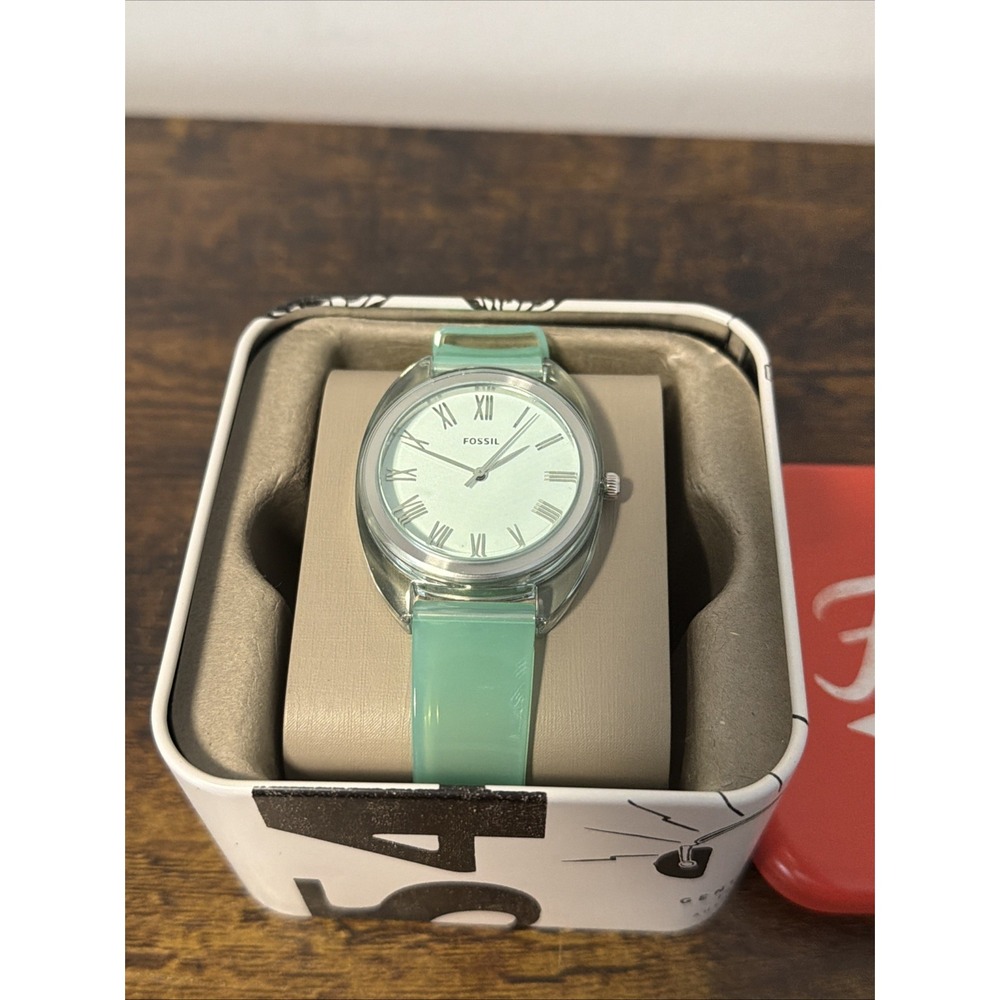 FOSSIL Jude Three-Hand Green Silicone 38mm Women's Wrist Watch, NEW w/Box